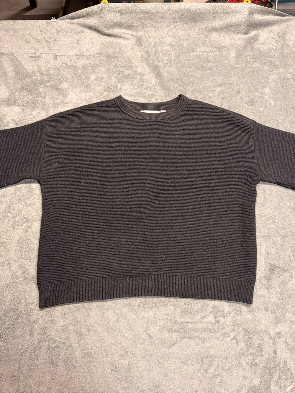 Relaxed Ribbed Crewneck Sweater in Charcoal